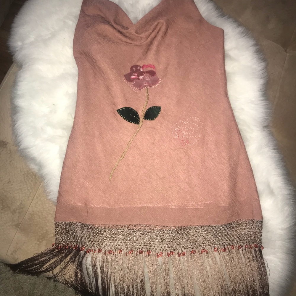 Beach or costume halter dress with fringe